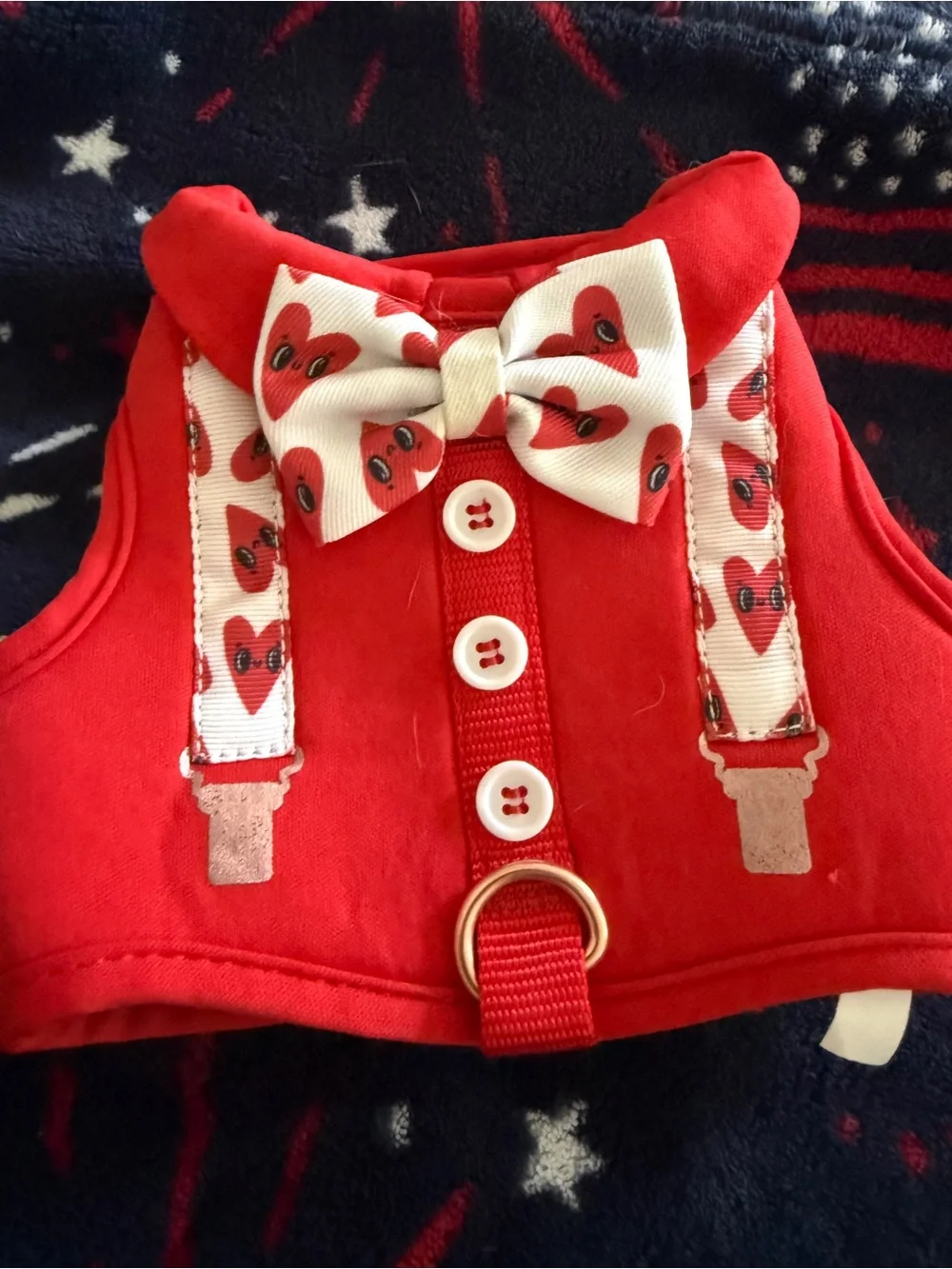 Cute Valentine’s Dog Harness XS – Bow Tie & Suspenders Style ❤️